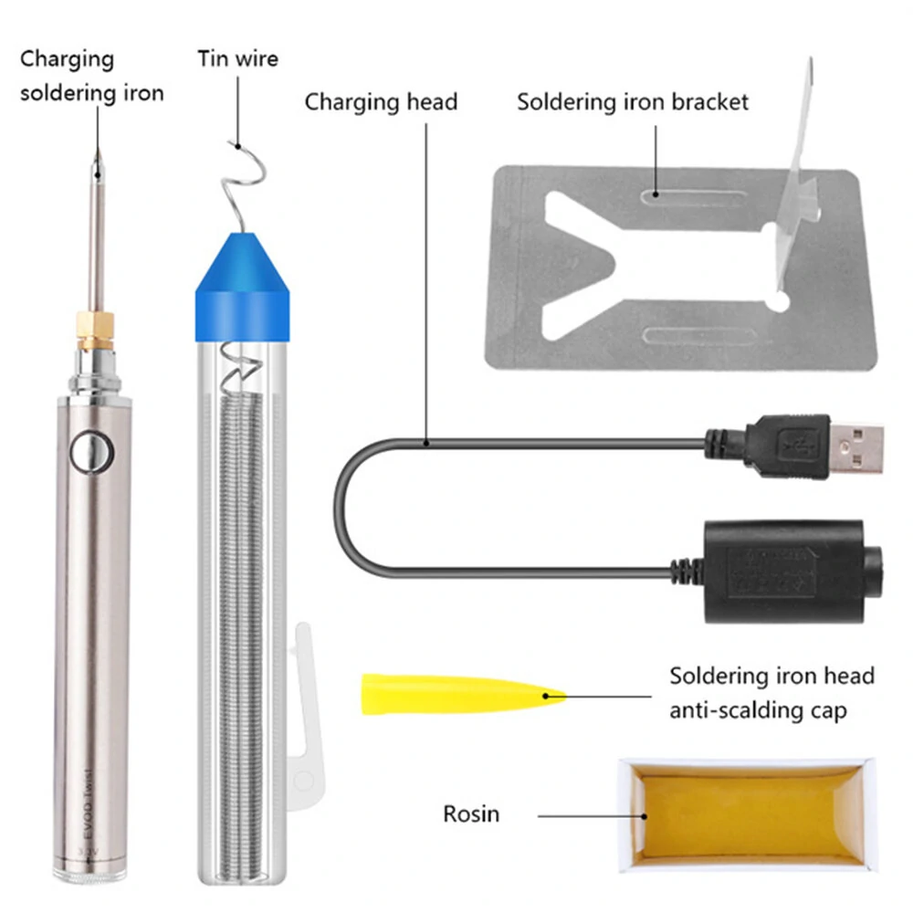 HANDSKIT 60W Adjustable Temperature Electric Soldering Iron Kit - 5 Tips & Tweezers - Image 2