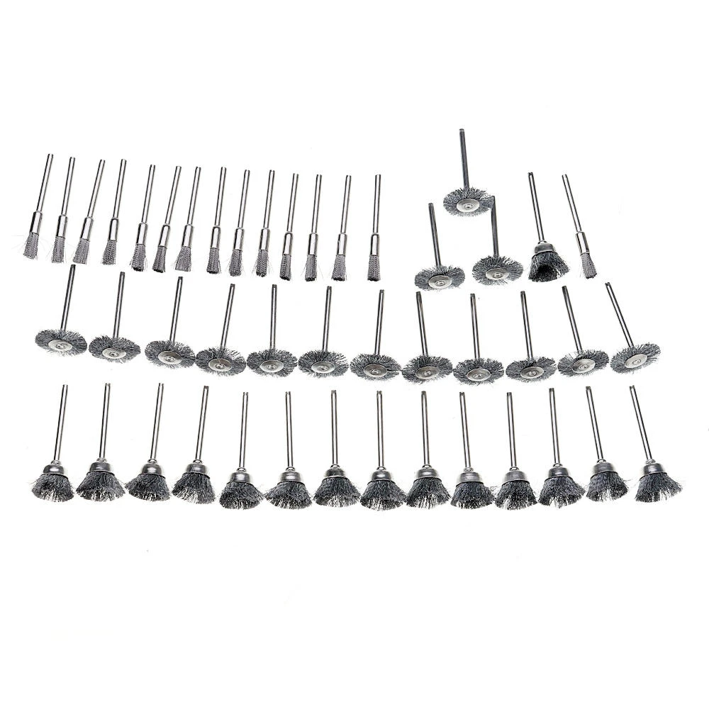 Effetool 45pcs 3mm Shank Stainless Steel Wire Brush Wheel - Rotary Tool Polishing Kit - Image 5