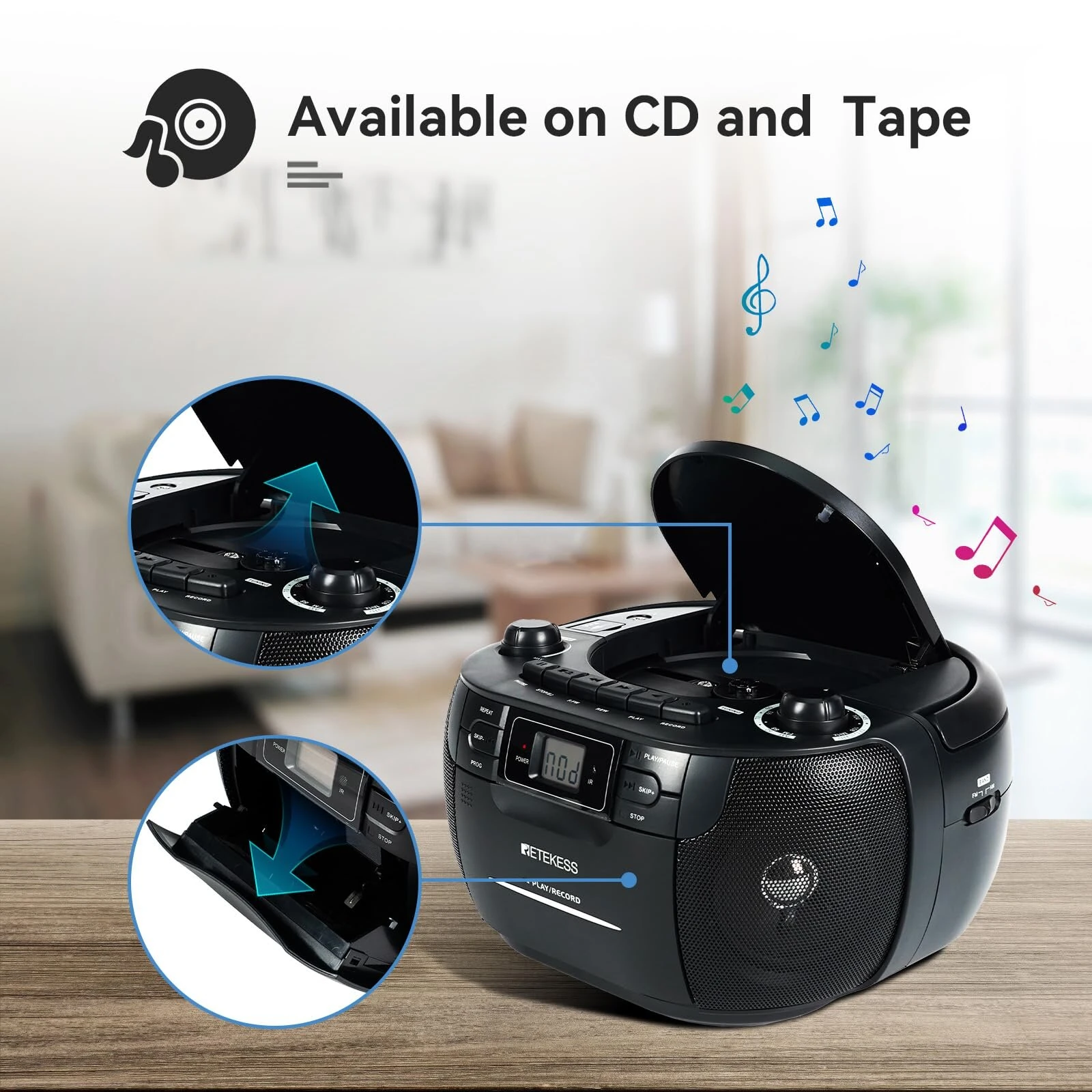 Retekess TR621 AM/FM Radio | CD Player with USB/TF Support & Remote Control - Image 2
