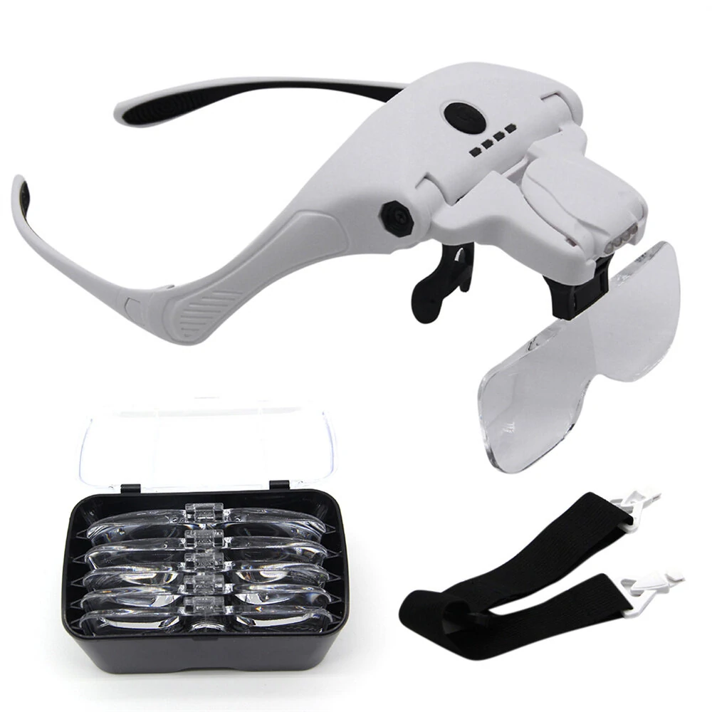 Professional Headband Magnifier with 5 Lens 1X-3.5X | 4 LED Light & USB Charging | 300mah Jeweler Loupe for Repair Craft - Image 3