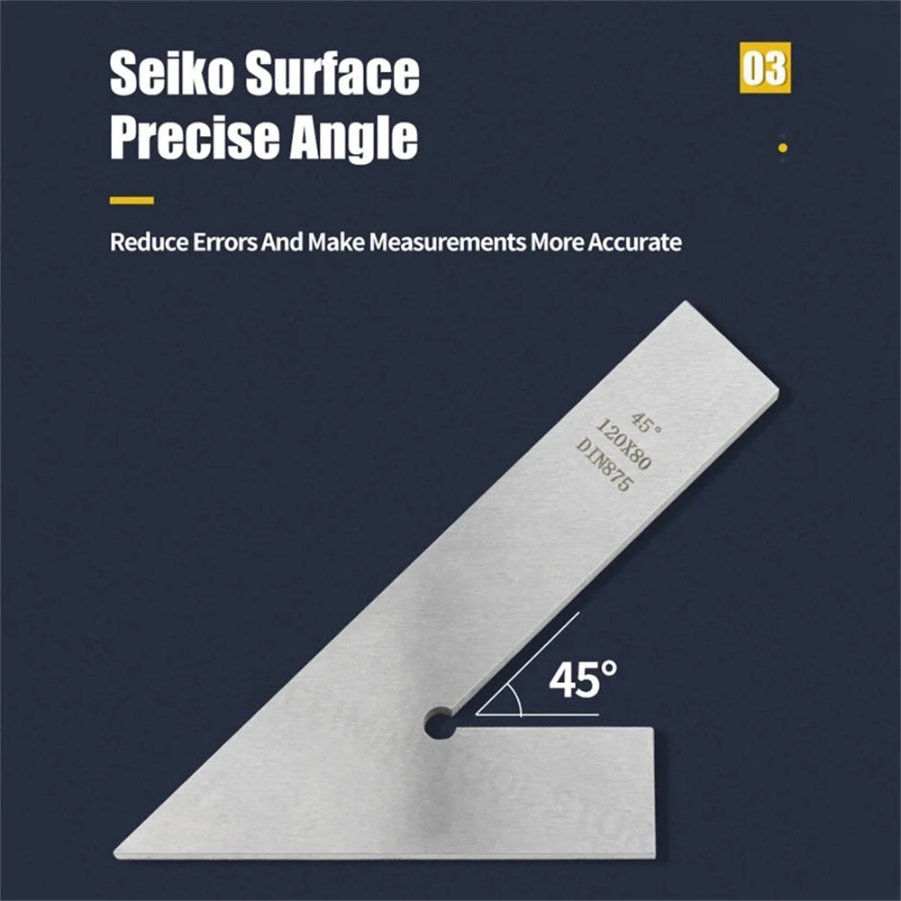 45 Degree Flat Edge Square Ruler | Carpentry Try Square Tool for Woodworking & Metal - Image 3
