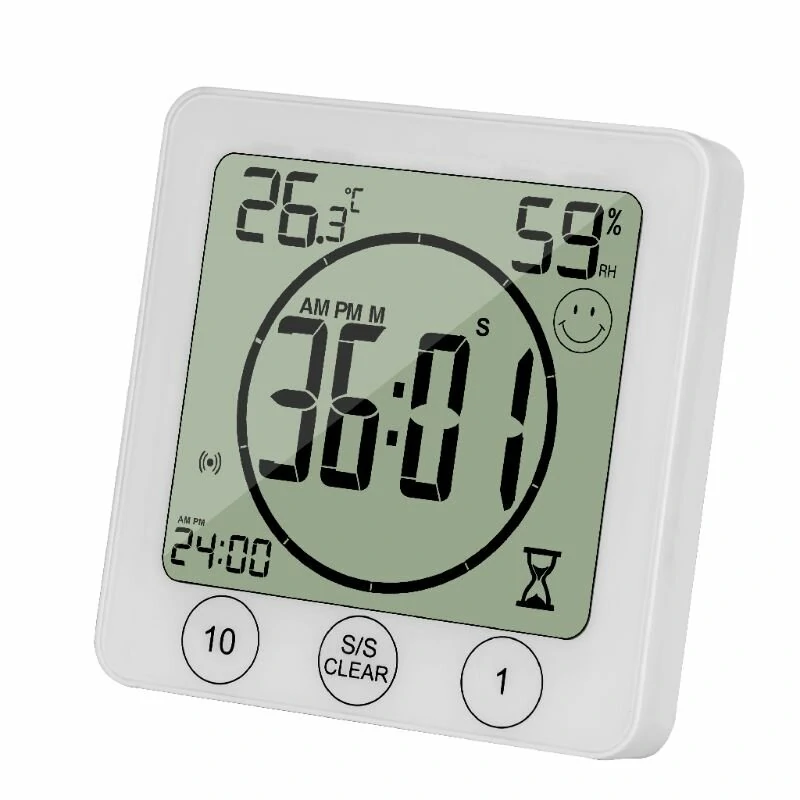 Small LCD Wall Clock Timer - Waterproof Temperature Humidity Meter for Kitchen Bathroom - Image 2