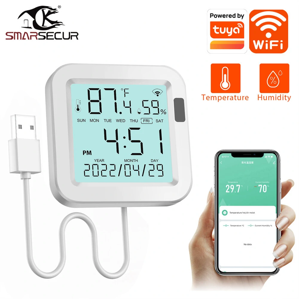 Smarsecur Smart WiFi Temperature & Humidity Sensor - Real Time Monitoring | Remote Access | Energy Efficient - Image 2