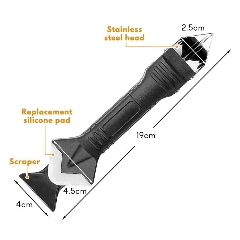 5-in-1 Silicone Caulk Tool Kit - Stainless Steel Scraper & Grout Finisher - Image 5