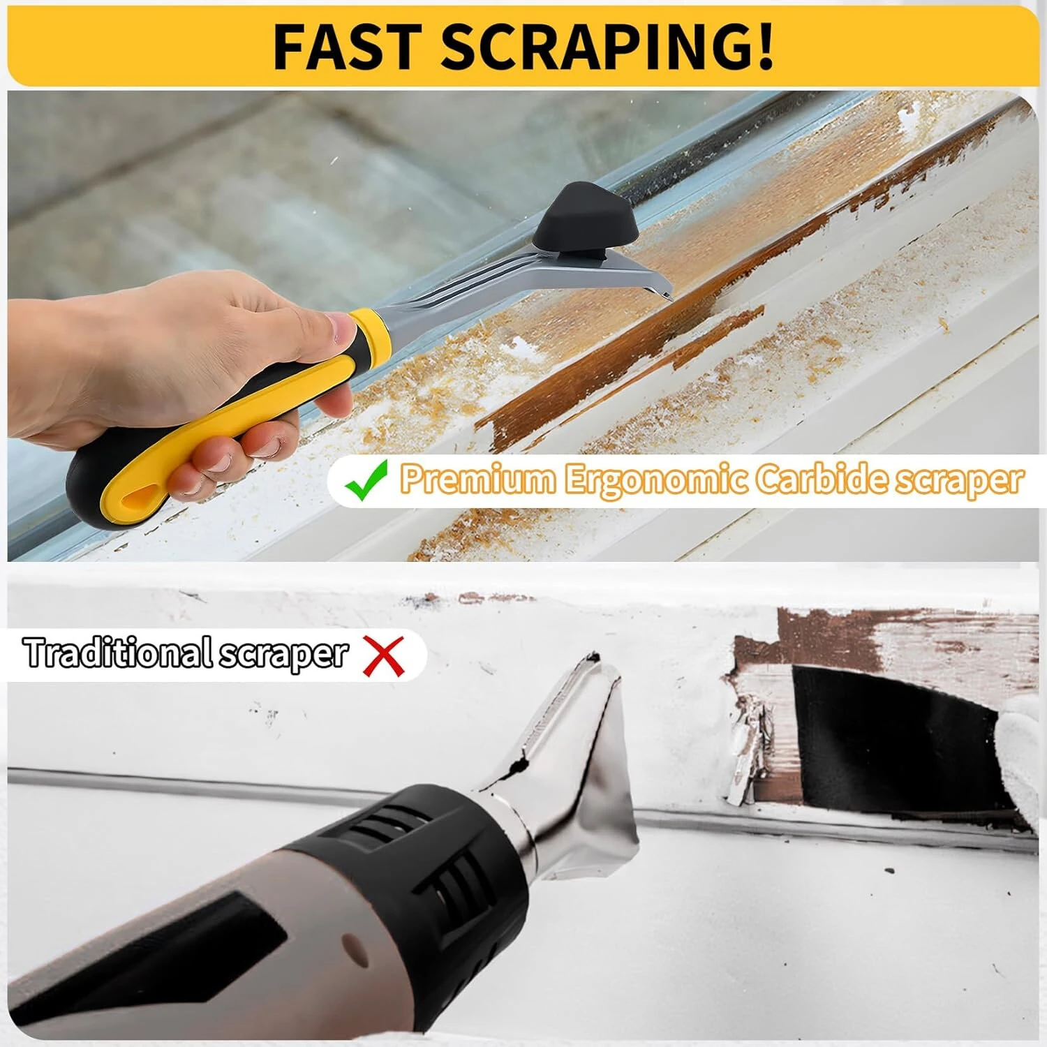 Premium Ergonomic Carbide Scraper Tool | 2-1/2 Inch for Paint, Glue, Resin, Wood Stains - Image 5