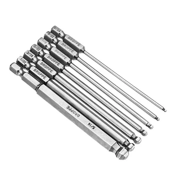 Broppe 7pc SAE 5/64-5/16 100mm Magnetic Ball Bit 1/4 Hex Shank - Image 3