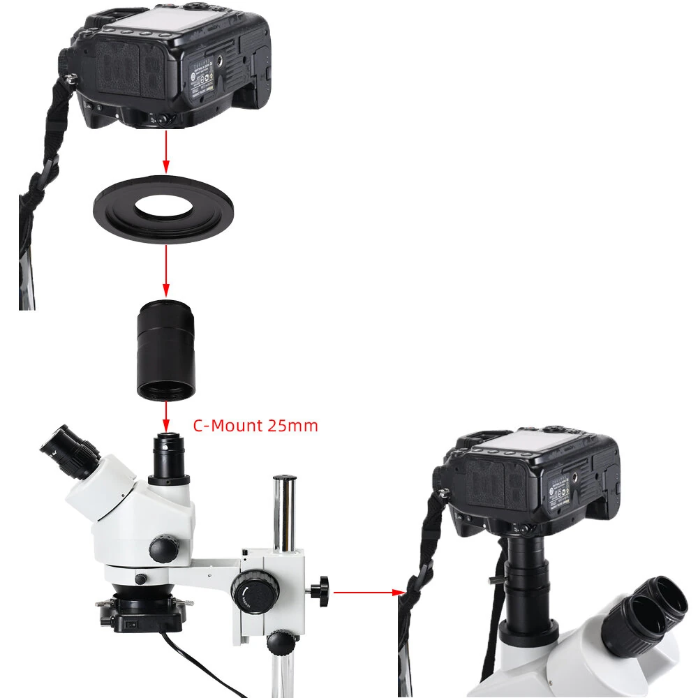 HAYEAR Microscope Adapter | T2 C Mount for Canon Nikon DSLR | 25mm Eyepiece Port - Image 2