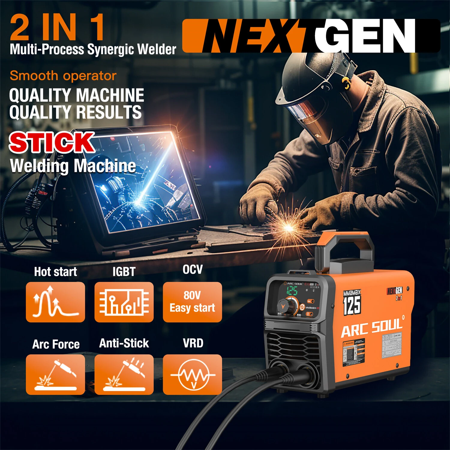MMAMAX 220V 125A Portable Welding Machine | 2-in-1 Lift TIG & IGBT Protection - Image 4