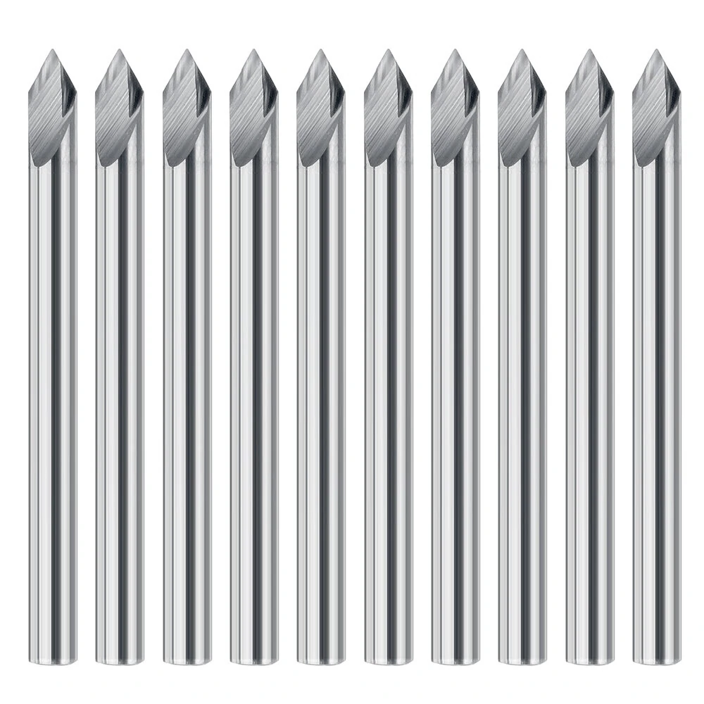 Drillpro 10Pcs 3.175mm Carbide Engraving Bits | 60 Degree 0.1mm Tip for Wood Carving - Image 2