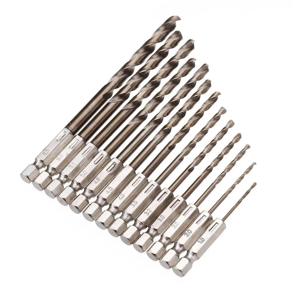 Drillpro 13pcs M35 Cobalt Drill Bit Set | 1.5-6.5mm | 1/4 Inch Hex Shank - Image 2