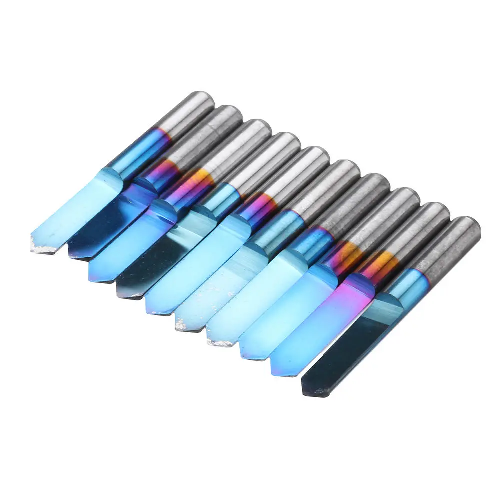 Drillpro 10pcs 0.1-0.3mm 90° Engraving Bit | Blue NANO Coated PCB Router Tool - Image 2