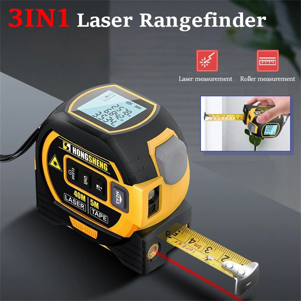 40M/60M Laser Tape Measure Rangefinder | 3-in-1 Electronic Ruler | High-Precision Distance Meter - Image 2