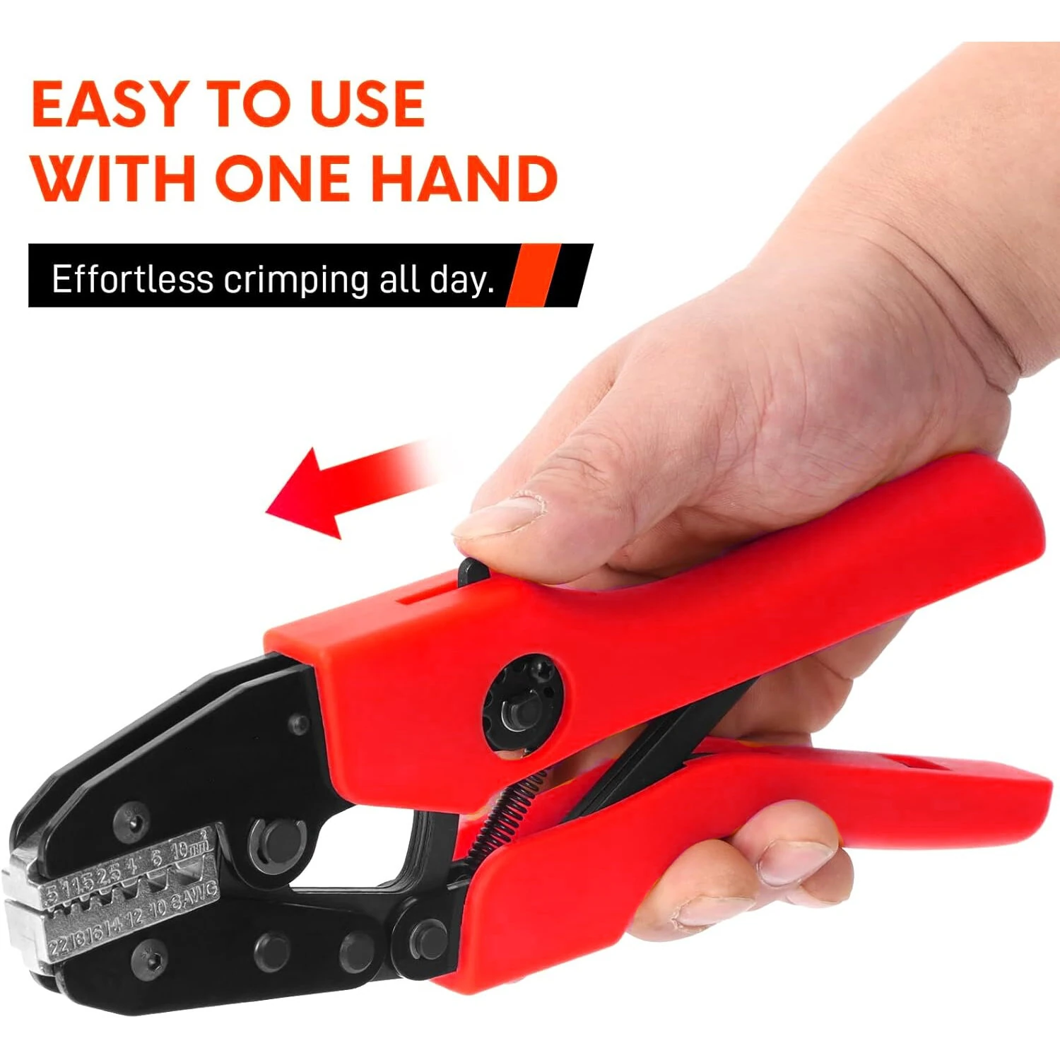 AN10WF Self-Adjusting Crimping Tool for AWG 22-8 Wire Ferrules | Ergonomic & Energy-Saving Design - Image 3