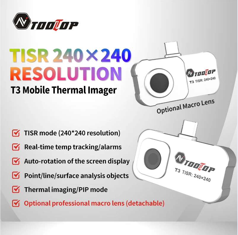 AV TOOLTOP T3 Thermal Imaging Camera | 96x96 Resolution -20°C to 550°C | Android Compatible Portable - Image 2
