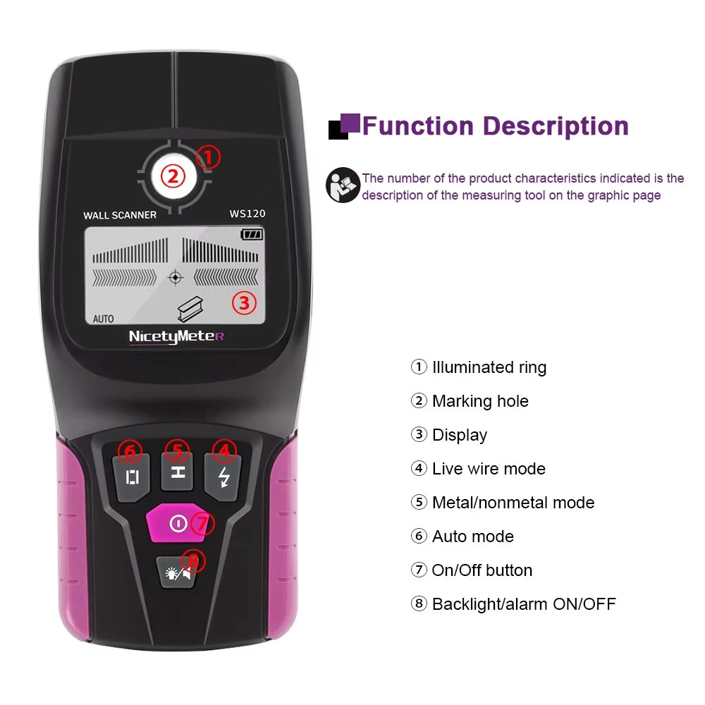 Wall Scanner | Multifunction Stud Finder Detects Metal, Wood & Live Wires - 100mm Detection - Image 5