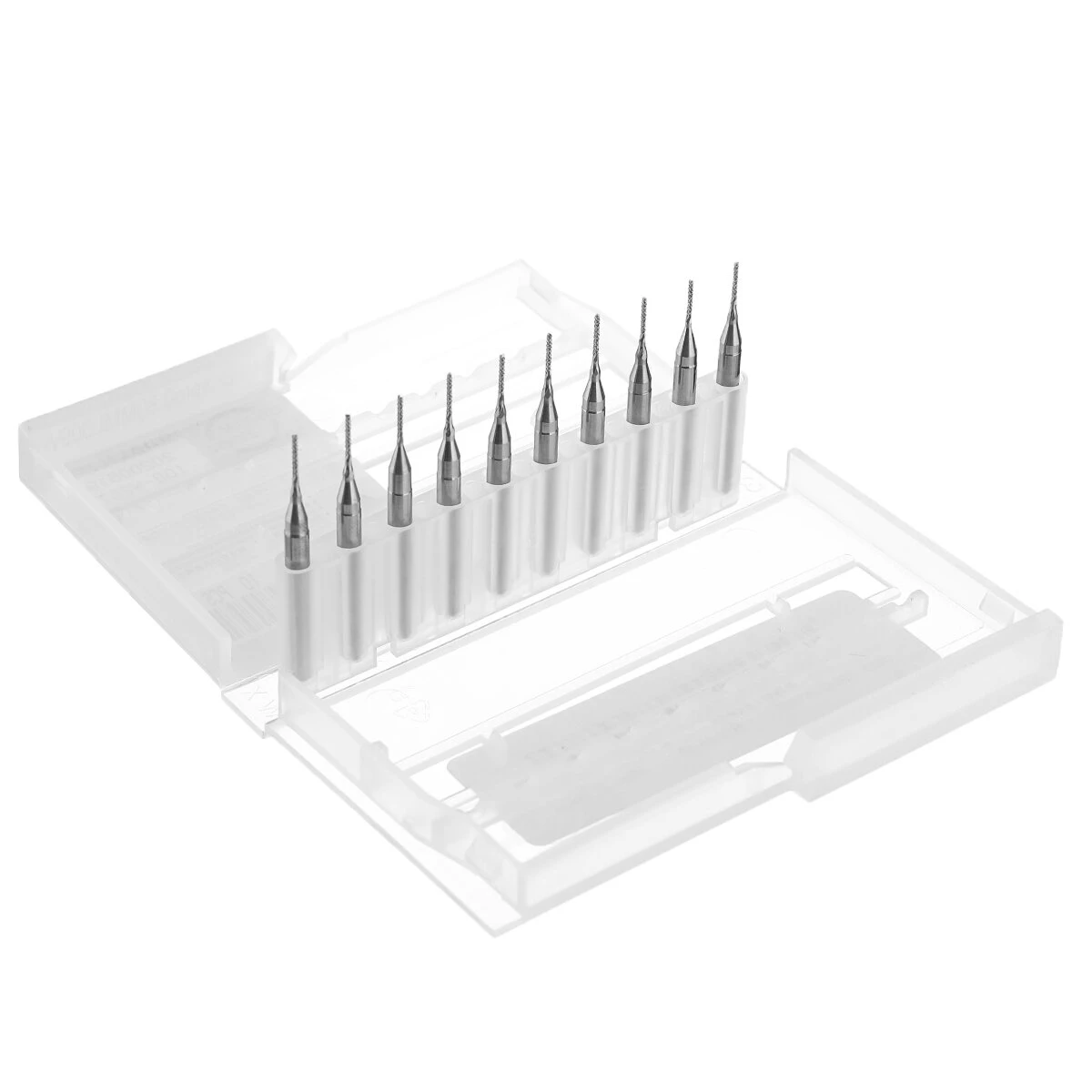 Drillpro DB-M4 10pc 0.8mm Tungsten Steel Milling Cutters 3.175mm Shank End Mill Bits - Image 2