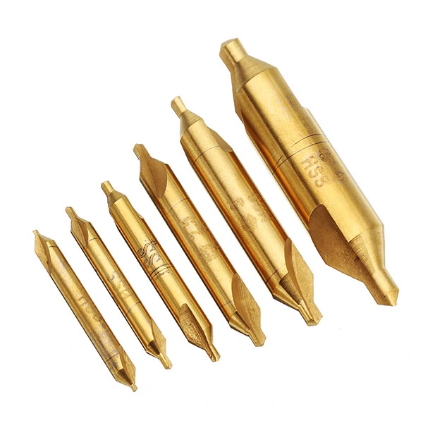 Drillpro 6pcs HSS Titanium Center Drill Bits Set | 60 Degree 1-5mm - Image 2