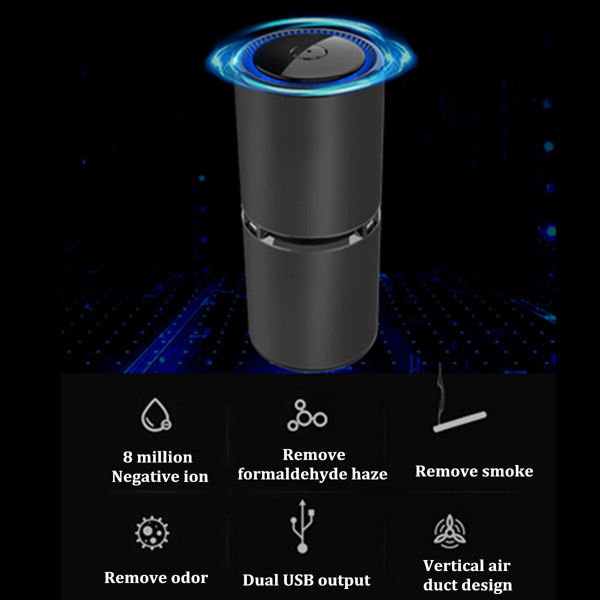 Car Air Purifier Ionizer - USB Ionic Cleaner for Smoke & Odor Removal - Image 5