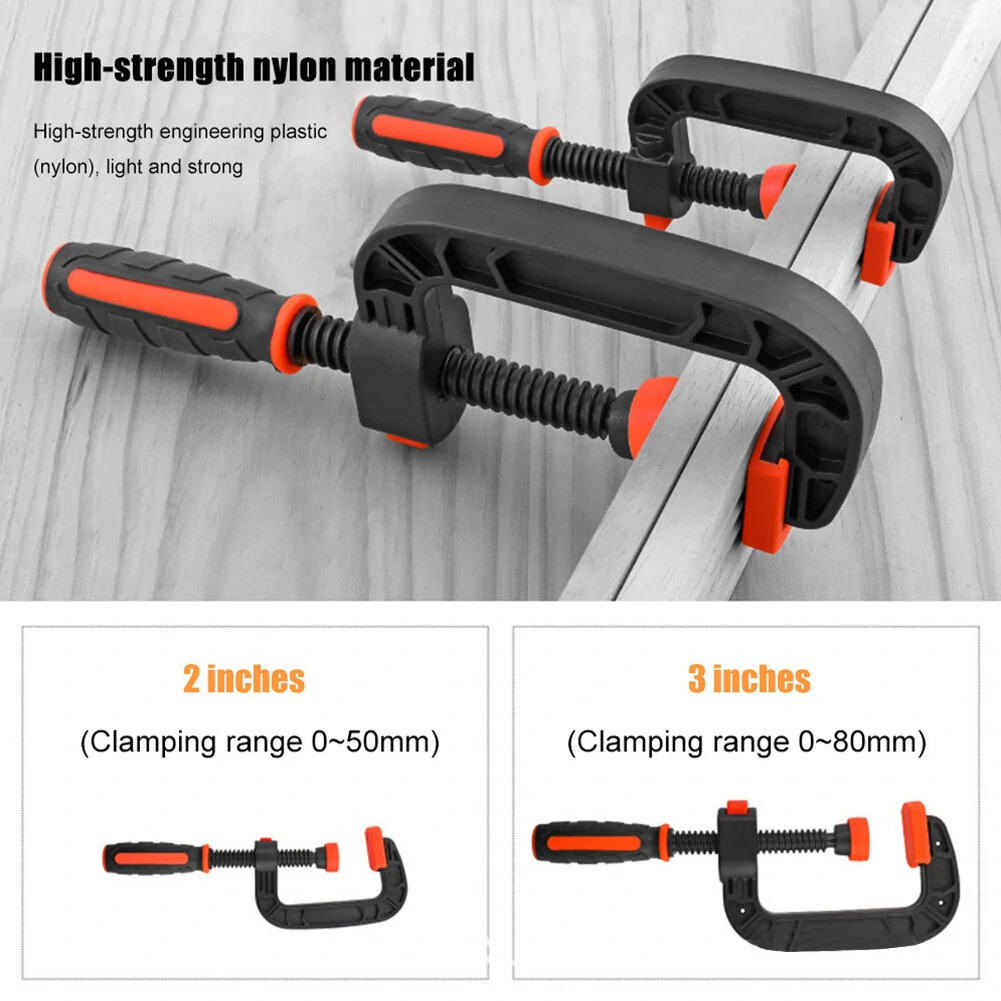 Plastic C-Shaped G-Clamp with Quick Button Chuck - Heavy Duty Woodworking & Carpentry Hand Tool - Image 2