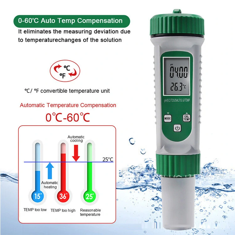 6-in-1 Water Quality Tester Pen - PH TDS EC SALT Temp | Multi-Function Meter - Image 4