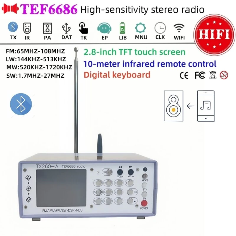 RX260-A TEF6686 Digital Radio - FM AM SW Receiver with Bluetooth | Portable Speaker - Image 2