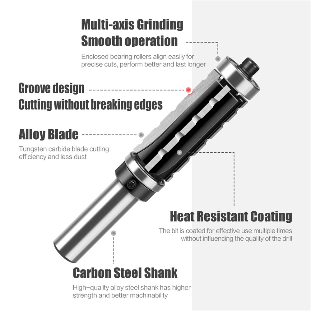 Whiteside Router Bits 1/2 Inch Spiral Flush Trim Bit | Top & Bottom Bearing 12mm Shank - Image 3