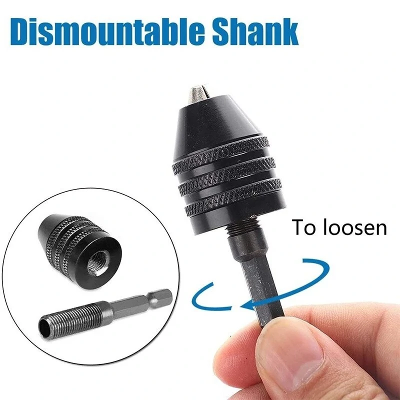 Hex Shank Drill Chuck Adapter - 2PC Black & White Keyless for Easy Bit Changes - Image 5