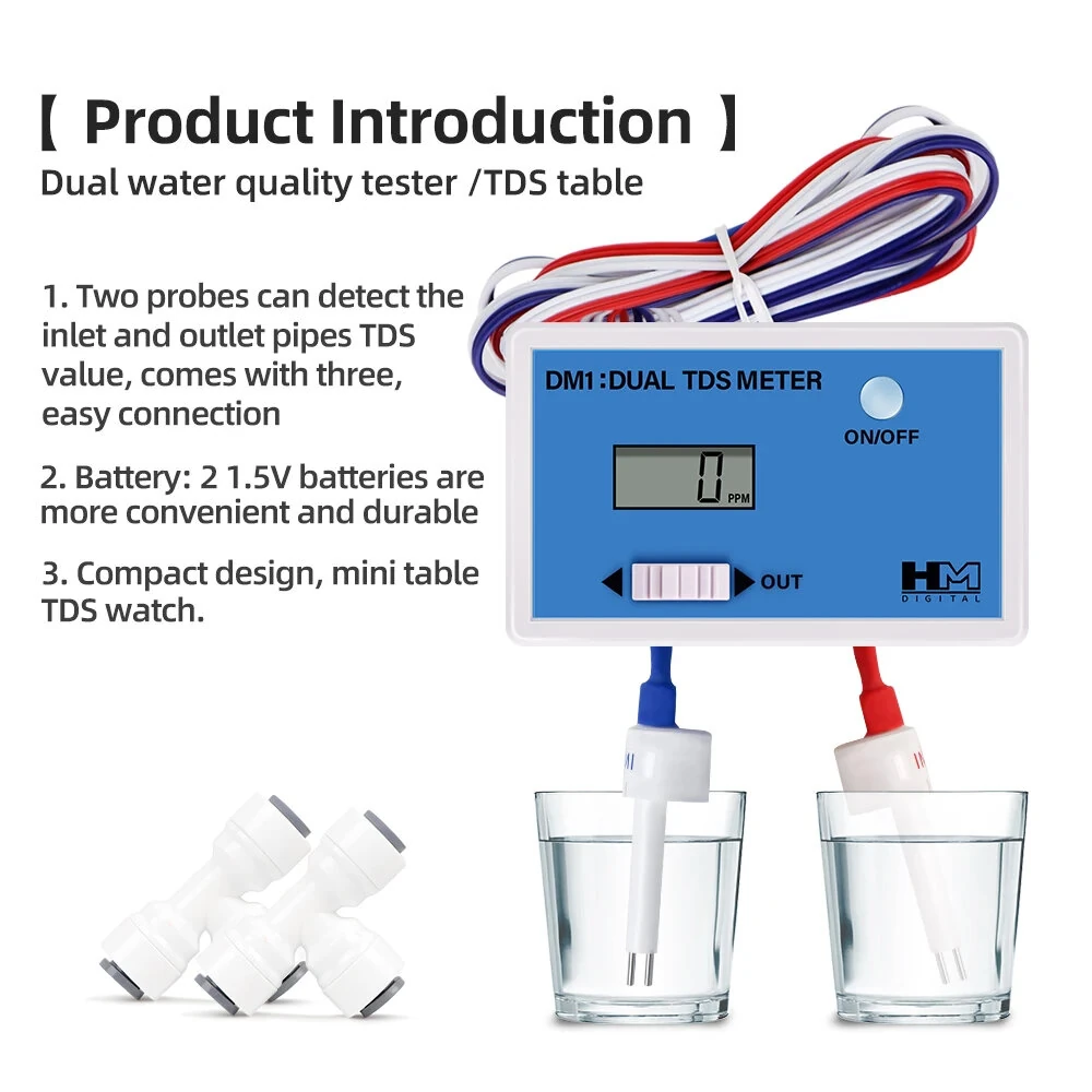 Dual Probe DM-1 TDS Meter | 0-9990PPM Water Tester for Aquarium & Tap Water - Image 4