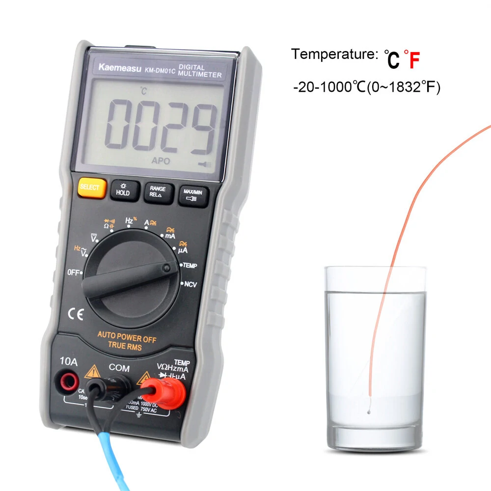 Kaemeasu KM-DM01C Portable Digital Multimeter | Auto-Ranging, Measures AC/DC Voltage, Current, Resistance, Capacitance & Temperature - Image 5