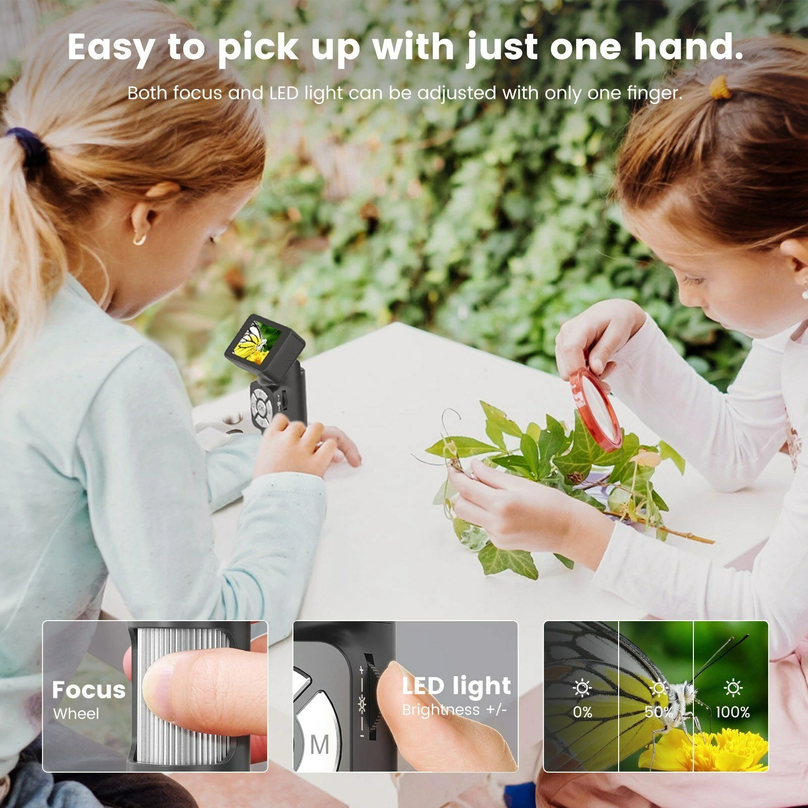 AD112 Portable Digital Microscope - 500X Magnification, 2 LCD Screen, 8 LED Lights, USB for PC - Image 5