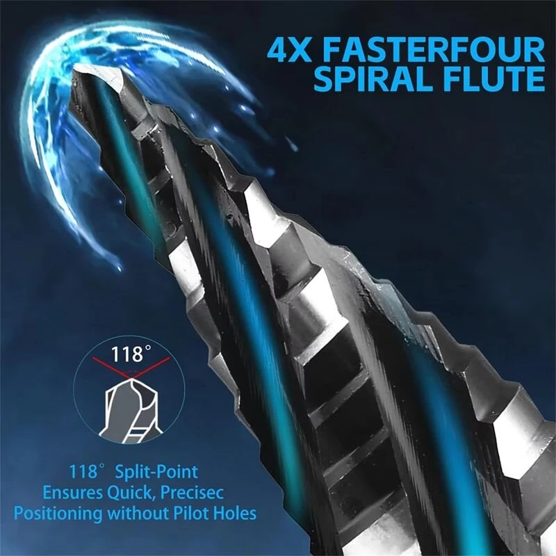 High Speed Steel Titanium Step Drill Bit Set - 3PCS Hex Shank for Metal - Image 3