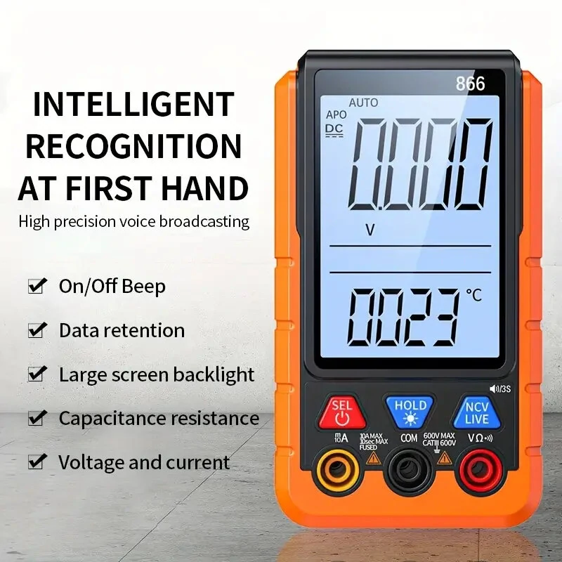 866/866S High-Precision Multifunctional Multimeter | Auto Voice & Non-Contact Voltage | Large Backlit Display & Rechargeable - Image 2