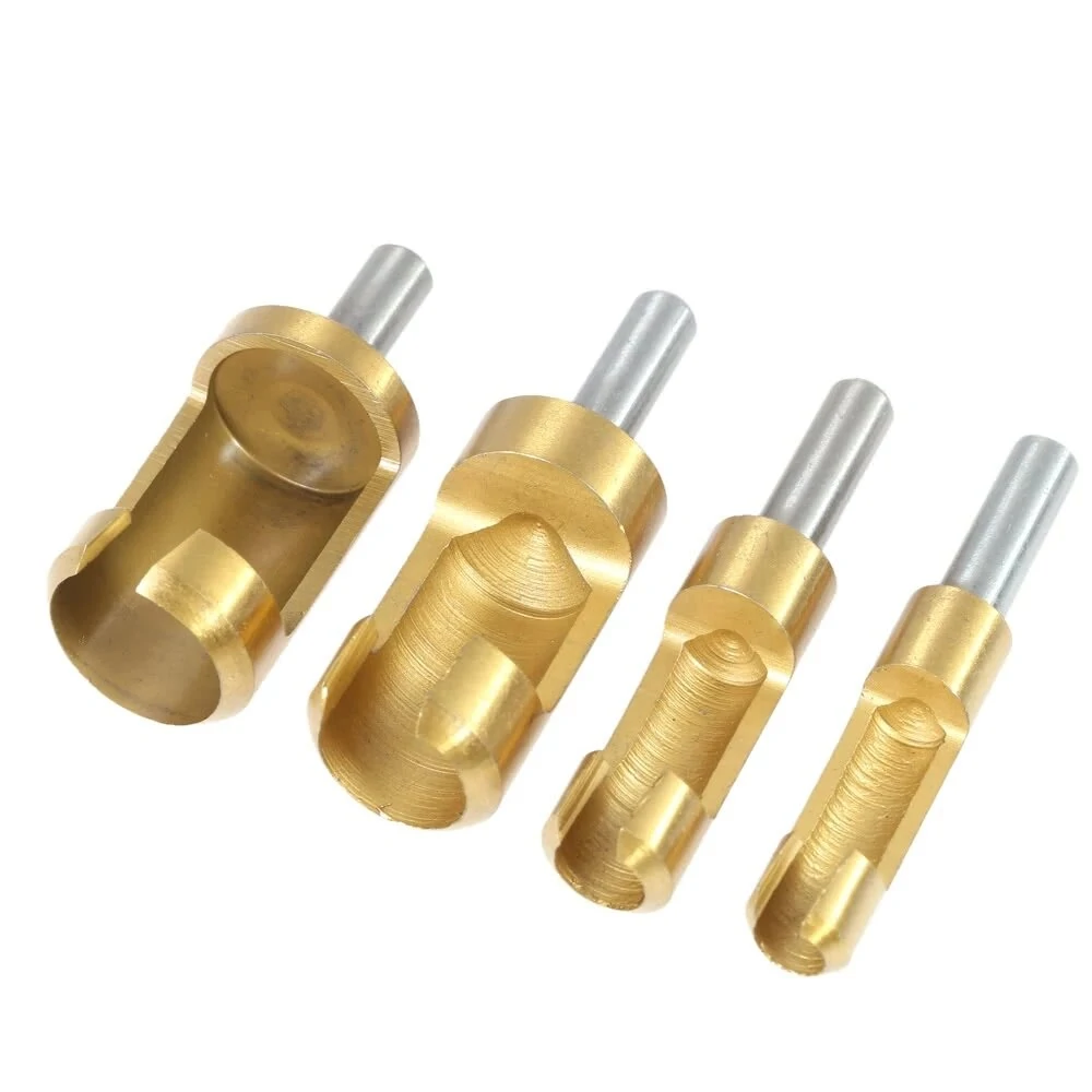Drillpro 4pcs Titanium Coated Plug Cutters | 6/10/13/16mm Round Shank for Woodworking - Image 2