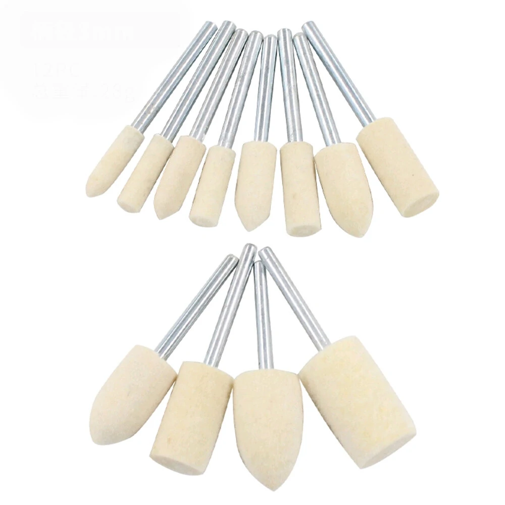 Jade Polishing & Cleaning Kit - 12/13 Piece Wool Cylindrical Grinding Head Set - Image 2