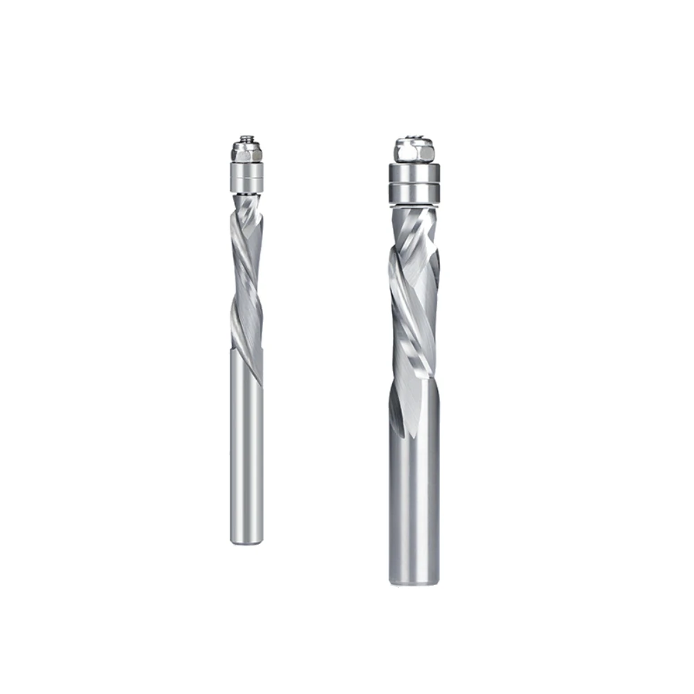 Carbide Spiral Router Bit - 6.35/12.7mm Shank with Double Bearings | CNC Wood Trimming - Image 3