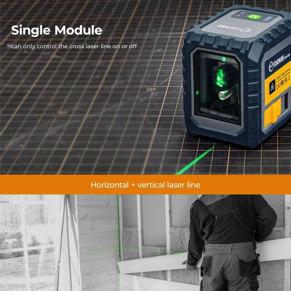 CIGMAN CM-G02 Green Laser Level - 2 Lines 30M Range IP54 Rechargeable - Image 5