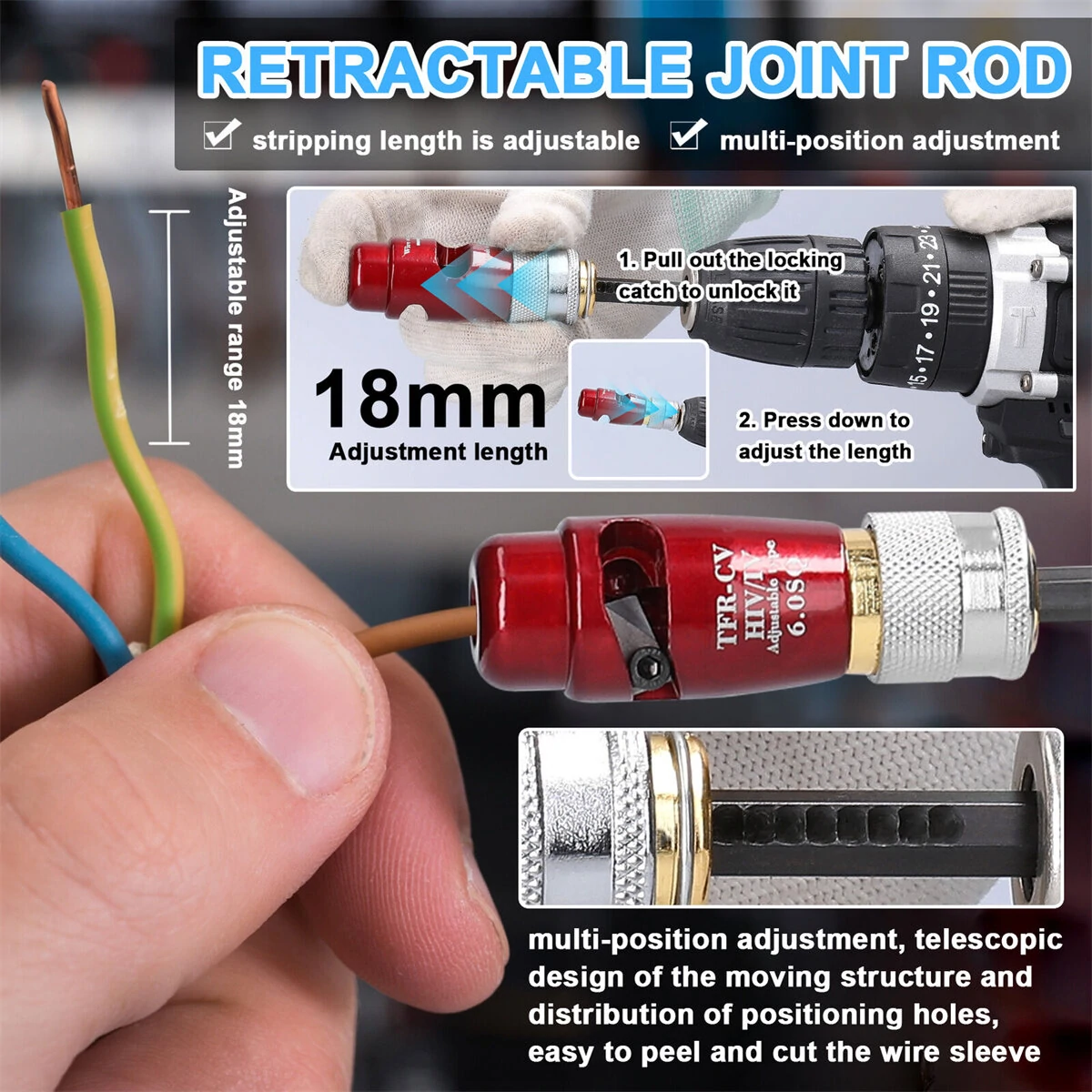 Wire Stripper for Electric Drills - Adjustable & Corrosion-Resistant for Installations - Image 5
