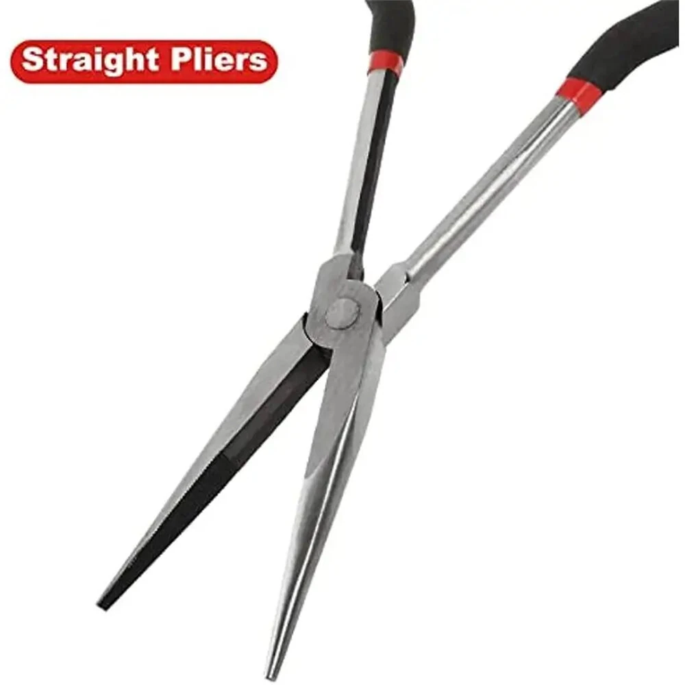 4PCS Long Needle Nose Pliers Set - 11 Inch Carbon Steel with Rubber Grips - Image 3