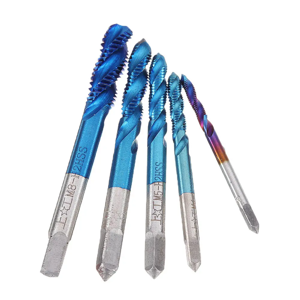Drillpro M3-M8 Spiral Thread Screw Tap Set | Blue Nano Coated Machine Drill Bits - Image 2
