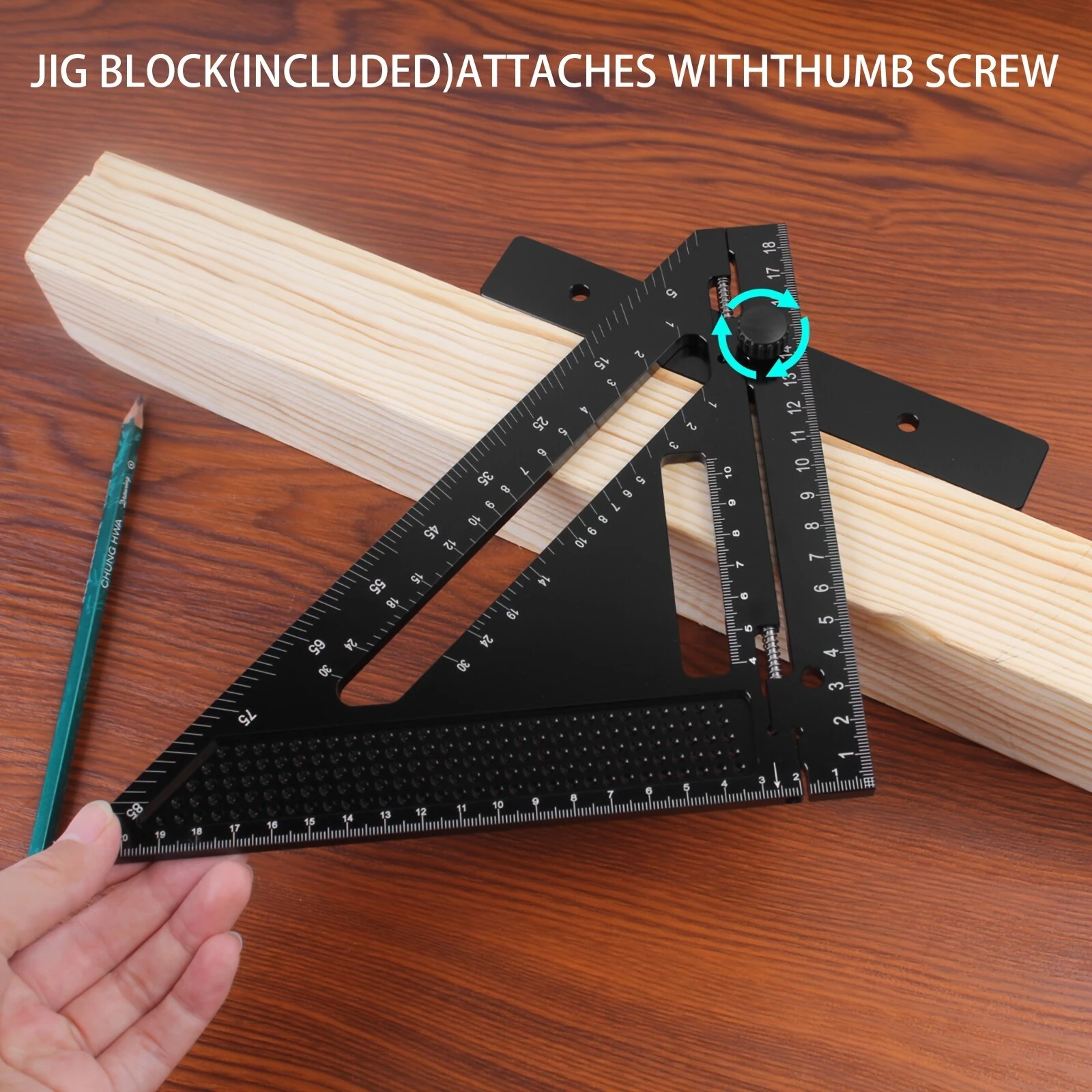 Aluminum Alloy Triangular Ruler | 7 Inch Protractor & Miter Tool for Woodworking - Image 5