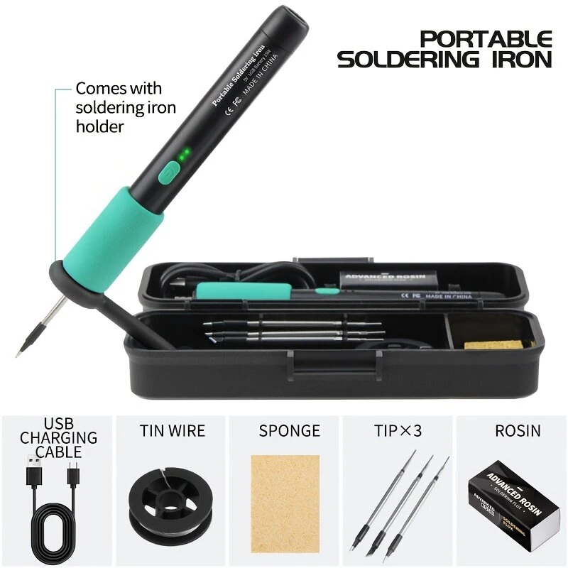 Adjustable USB Soldering Iron Kit - 3 Tips for Repair & DIY | Rechargeable - Image 2