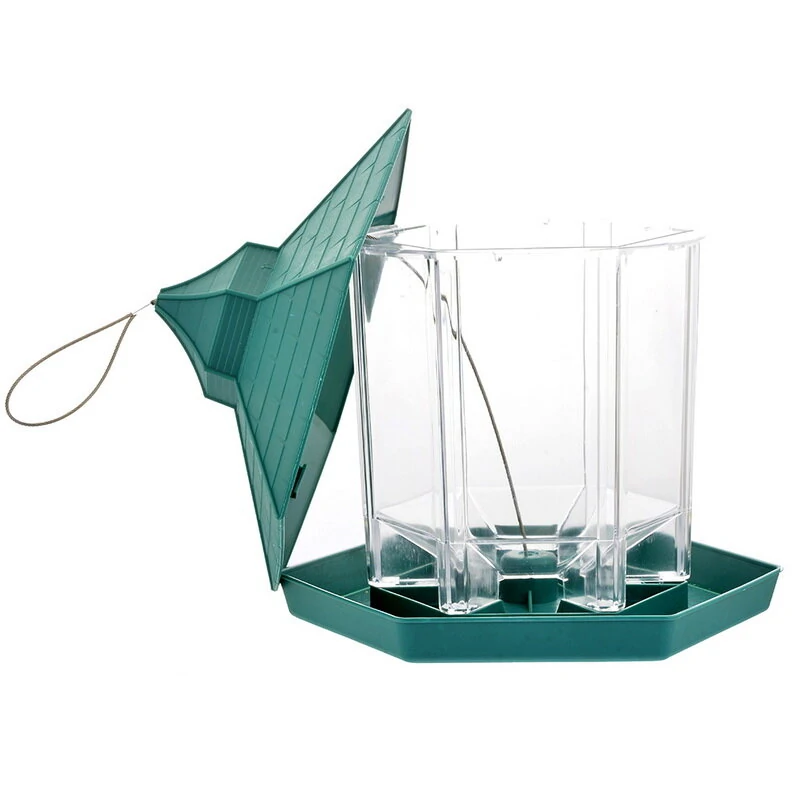 Green Bird Feeder - Outdoor Hanging Plastic Feeder - Waterproof Bird Food Container - Image 4