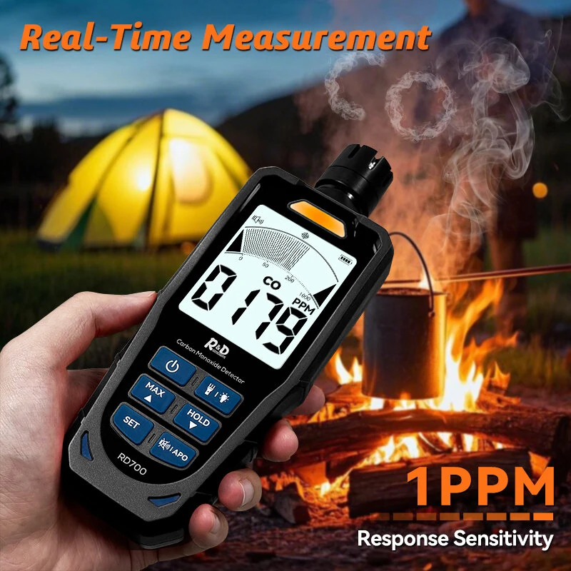RD700 Carbon Monoxide Detector | 0-1000 PPM High Accuracy, LCD Display & Rechargeable Battery - Image 3