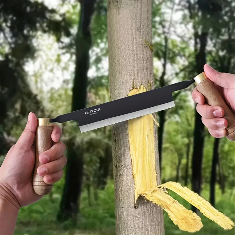 RUITOOL Draw Knife - High Carbon Steel Blade & Wooden Handle | Woodworking Debarking Tool for Logs & Fence Posts - Image 3
