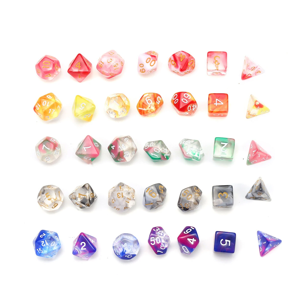 7Pcs Glitter Polyhedral Dice Set - Clear Resin D&D RPG Tabletop Game Gift - Image 2