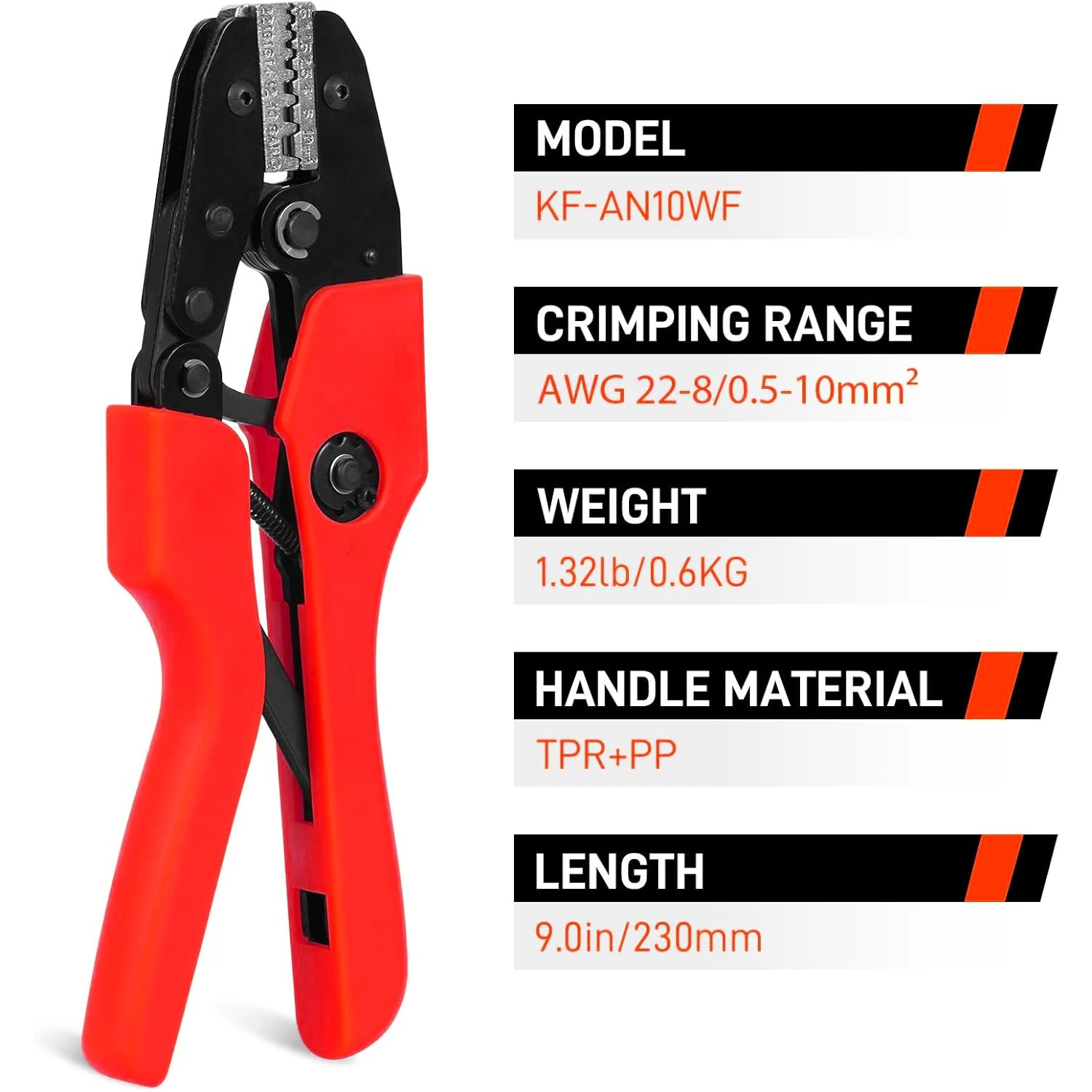 AN10WF Self-Adjusting Crimping Tool for AWG 22-8 Wire Ferrules | Ergonomic & Energy-Saving Design - Image 5