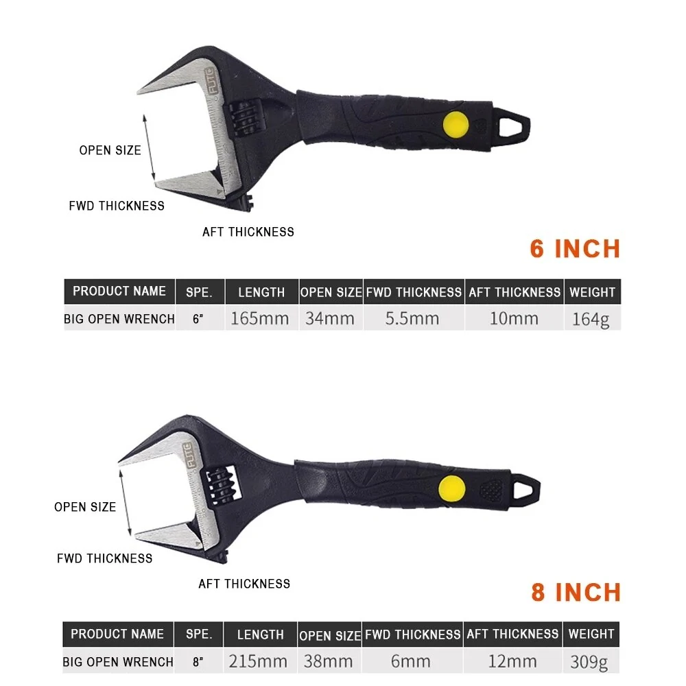 Adjustable Spanner Wrench - 6 8 10 12 Inch Multi-Function Large Opening Ratchet - Image 3