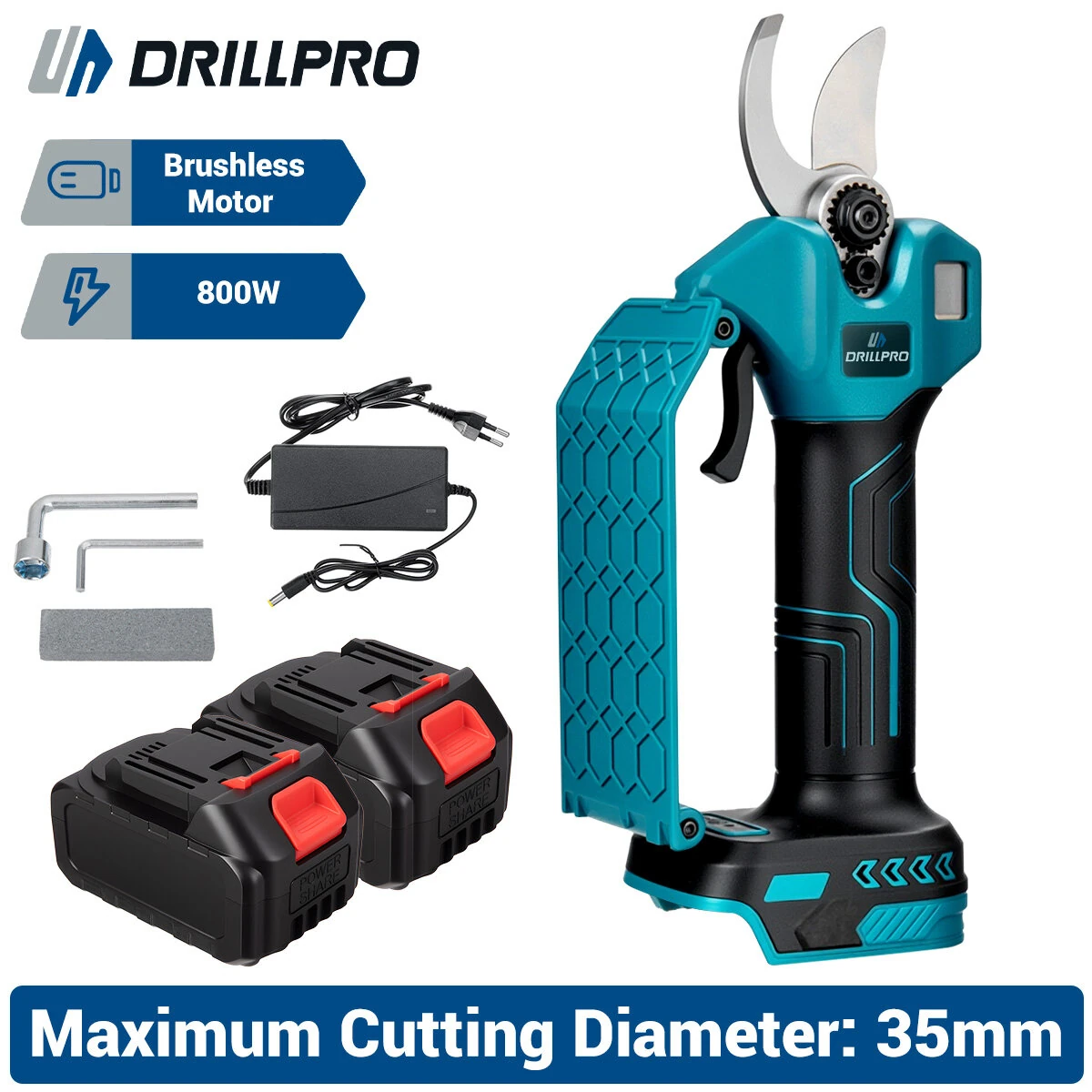 Drillpro 35mm Cordless Pruning Shears | 21V 800W Electric - Makita Battery Compatible - Image 3