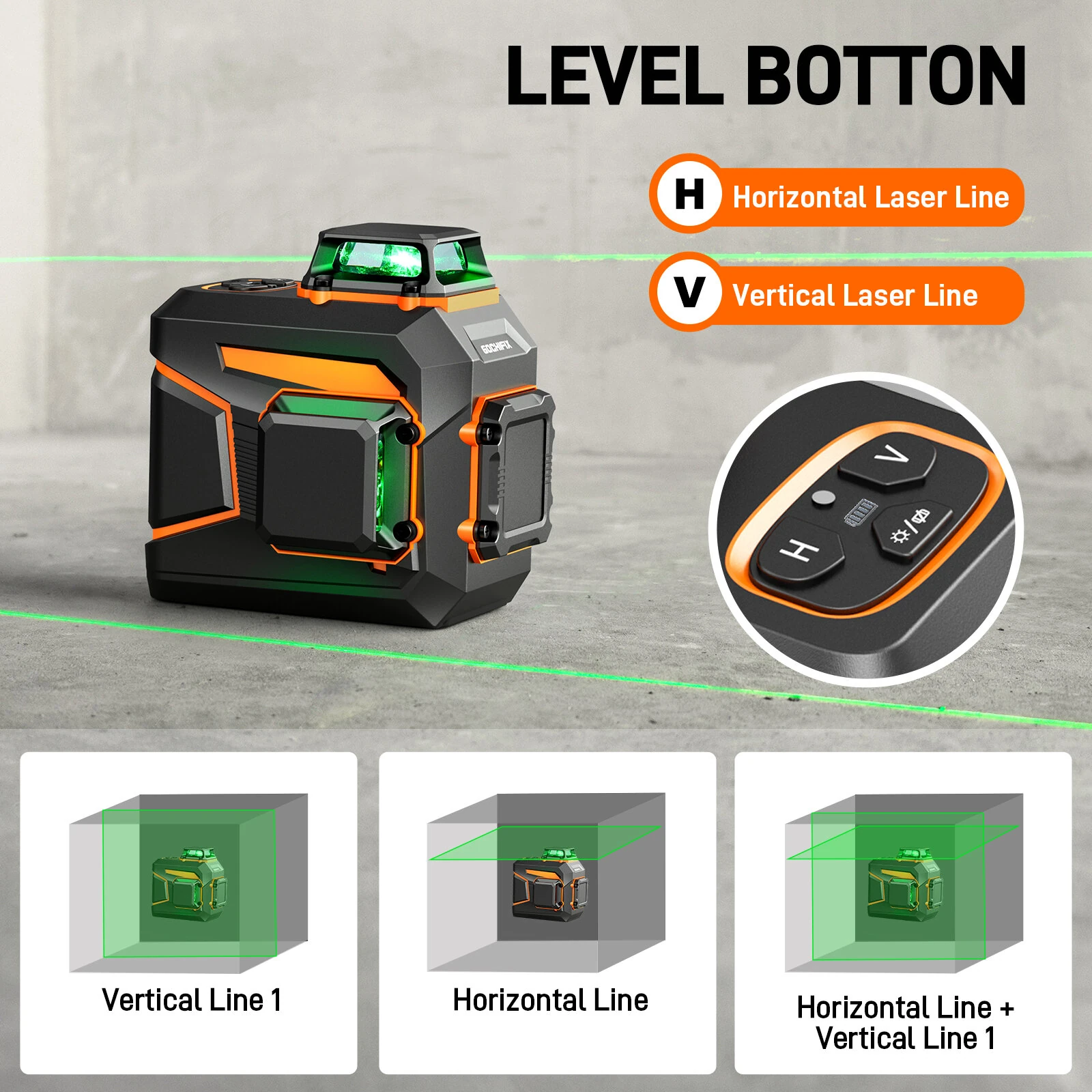 GOCHIFIX 2x360 Green Laser Level - Self-Leveling 100ft Rechargeable | 2D Line Laser Tool - Image 3