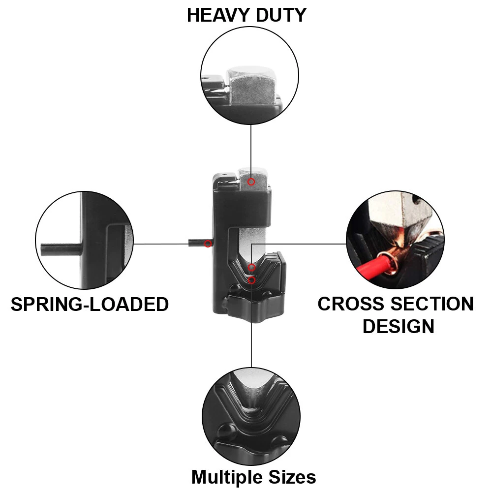 Universal Hammer Crimping Tool - Spring Loaded Cable Lug Crimper for 8 AWG to 4/0 Wire - Image 5